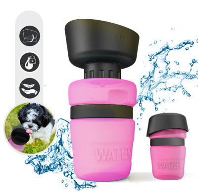 Tragbare 2-in-1 Hundetrinkflasche mit integriertem Napf (Auslaufsicher) - Detailansicht & Ergonomie
